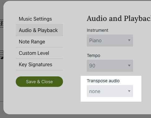Transpose audio